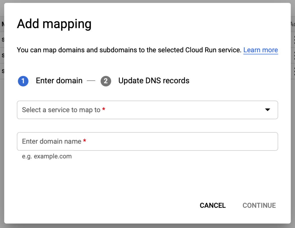 Google Cloud Run Domain Mapping
